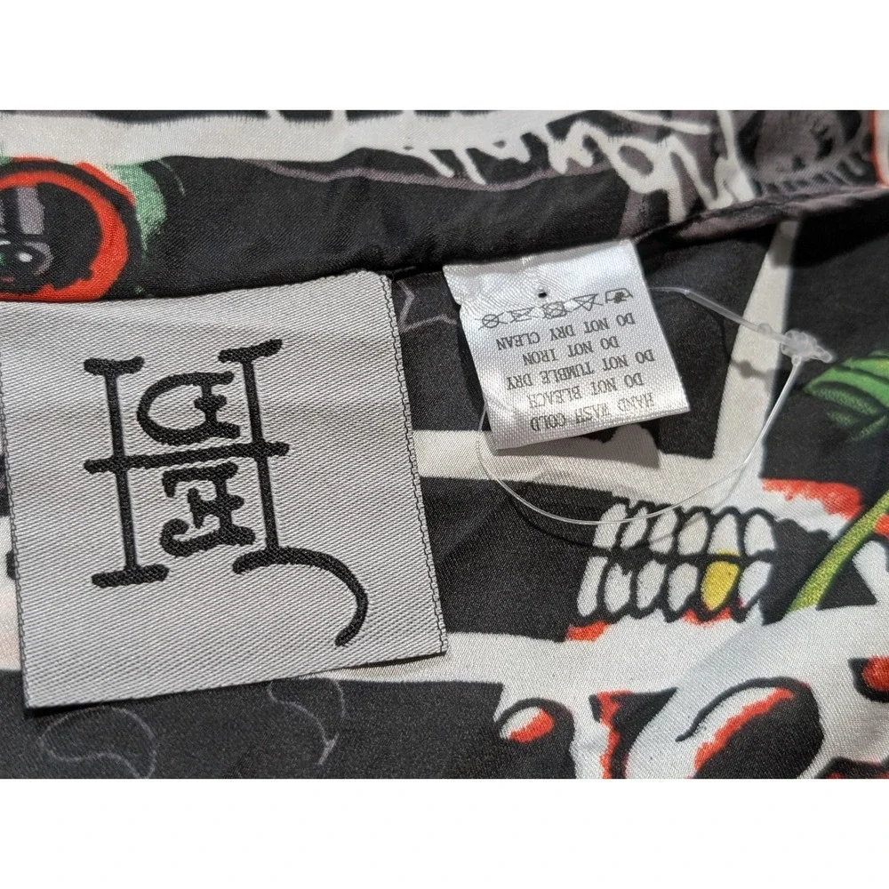 Ed Hardy Scarf Black Tattoo Print Skull Heart Love Kills Slowly Y2K Art